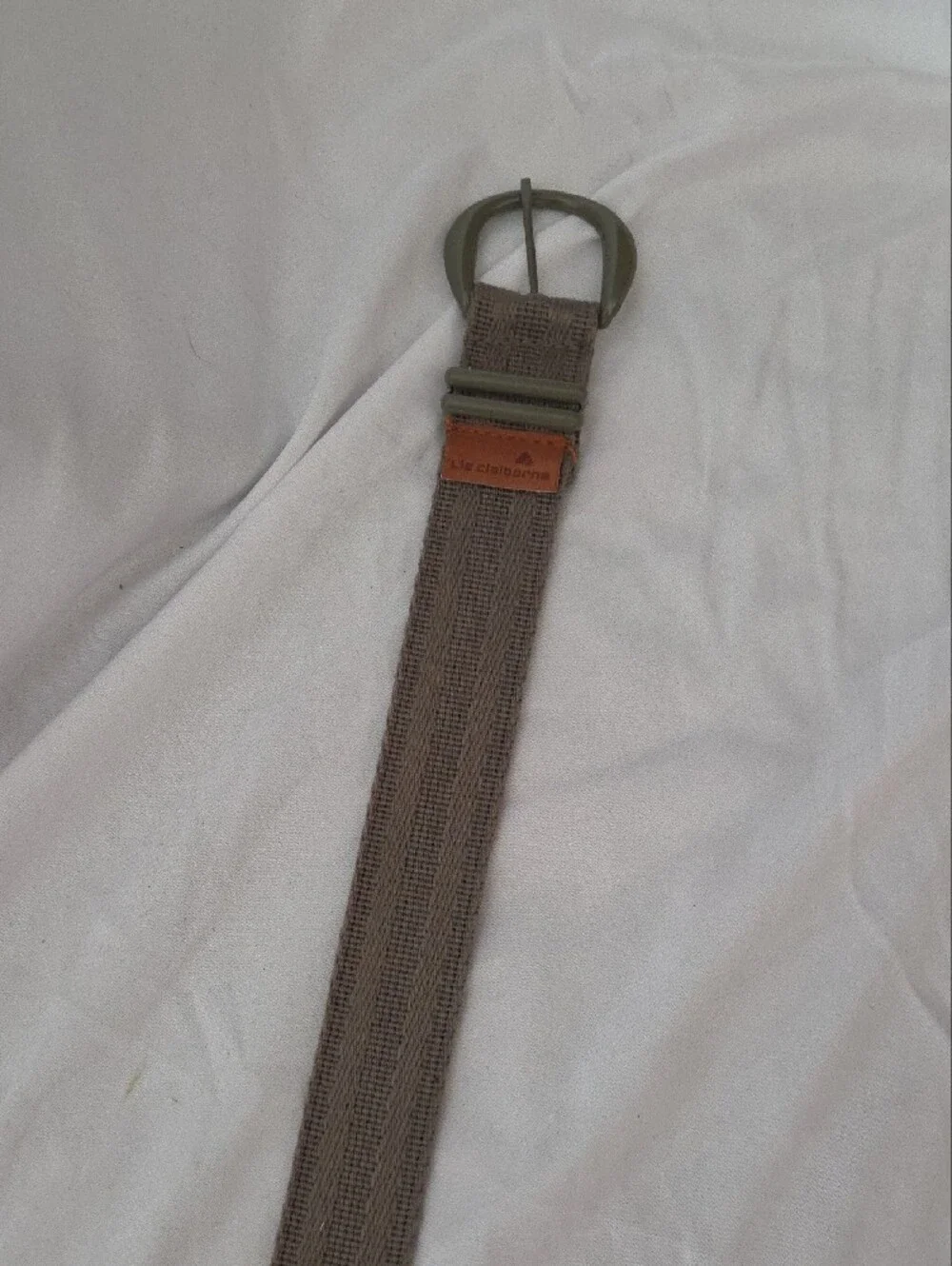 Olive Green Canvas Belt, Size Large (30-34), Excellent Like New Condition